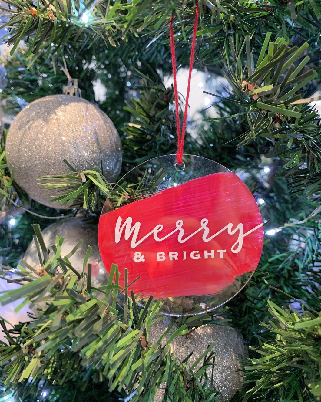 Merry & Bright Acrylic Christmas Ornament