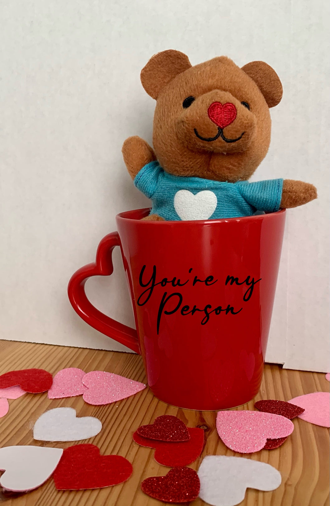 Red Heart Mug with Teddy Bear